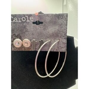 Carole‎ 3 Set Pierced Earrings (2 studs, 1 hoop)